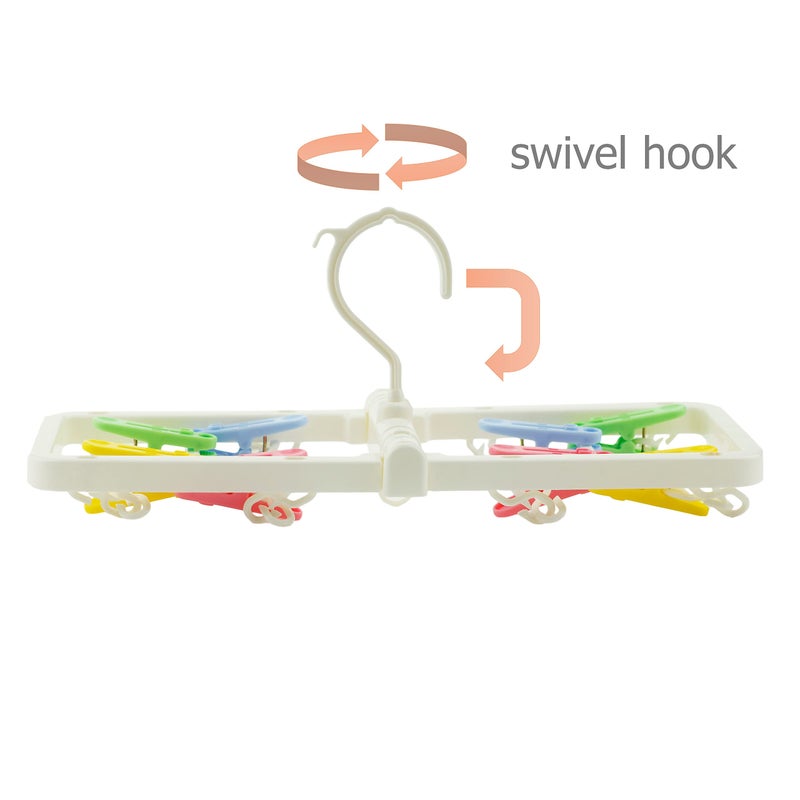 EIKS Laundry Hanger Drying Rack with 8 Clips for Towels, Bras, Baby Clothes, Gloves, Portable & Foldable & Compact Size for Travel - Image 3